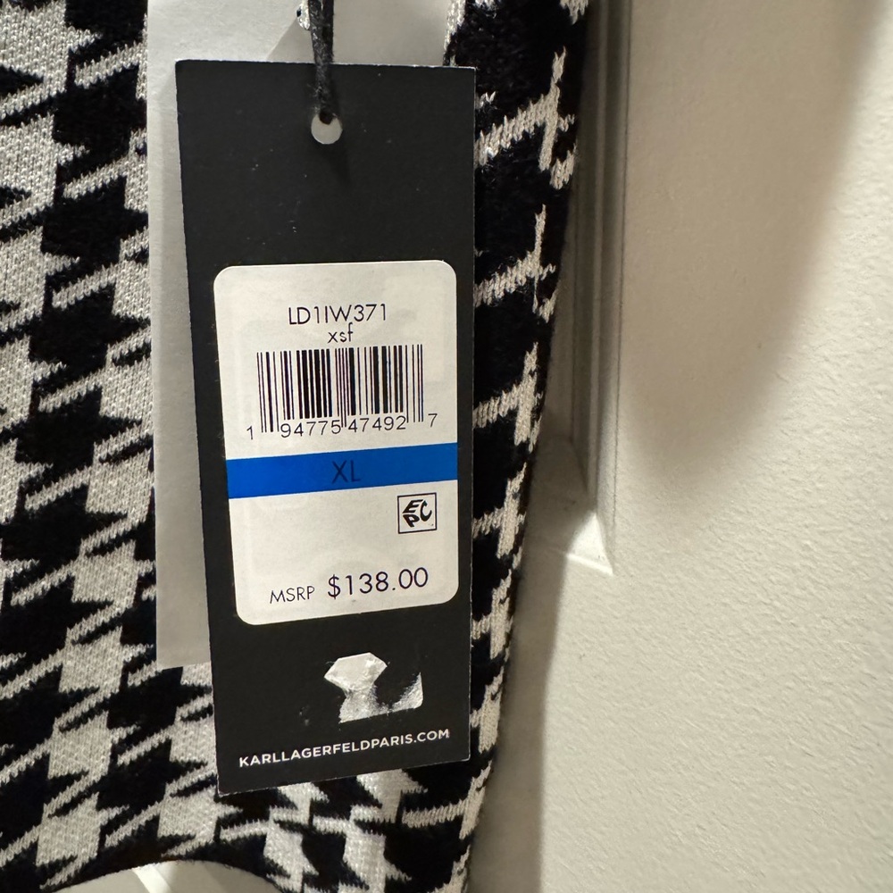 Karl Lagerfeld Black and White Houndstooth Dress - Picture 3 of 3